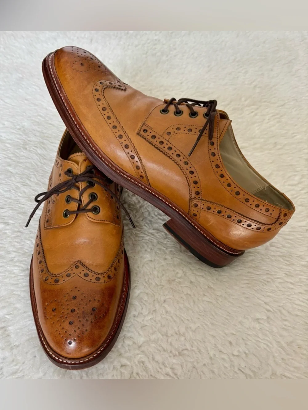 Oliver Sweeney Serpentine Cognac Wingtip Brogue Derby Shoes size 9